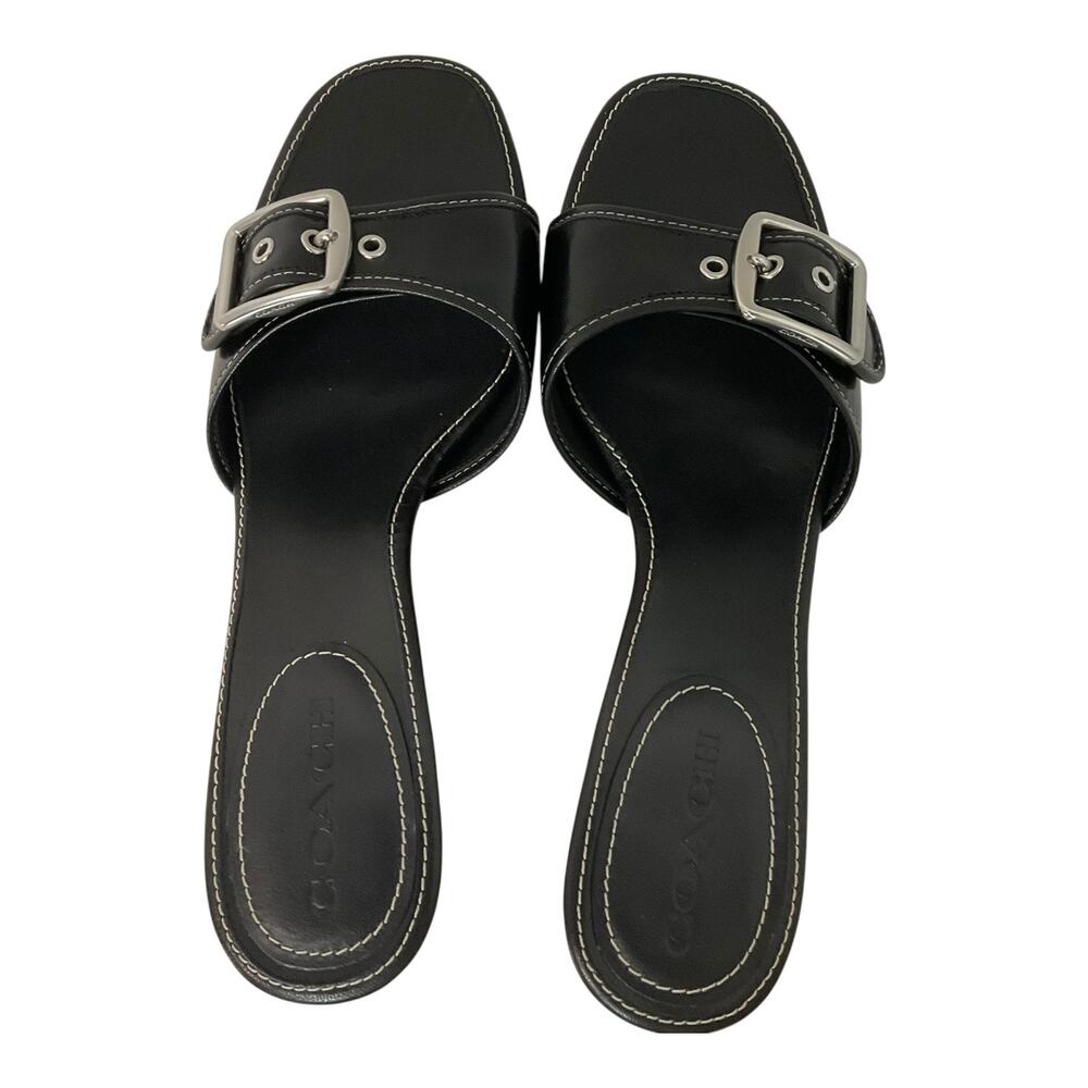 COACH Women's Margot Leather Slip On Sandals Black Size 10 - Picture 4 of 5